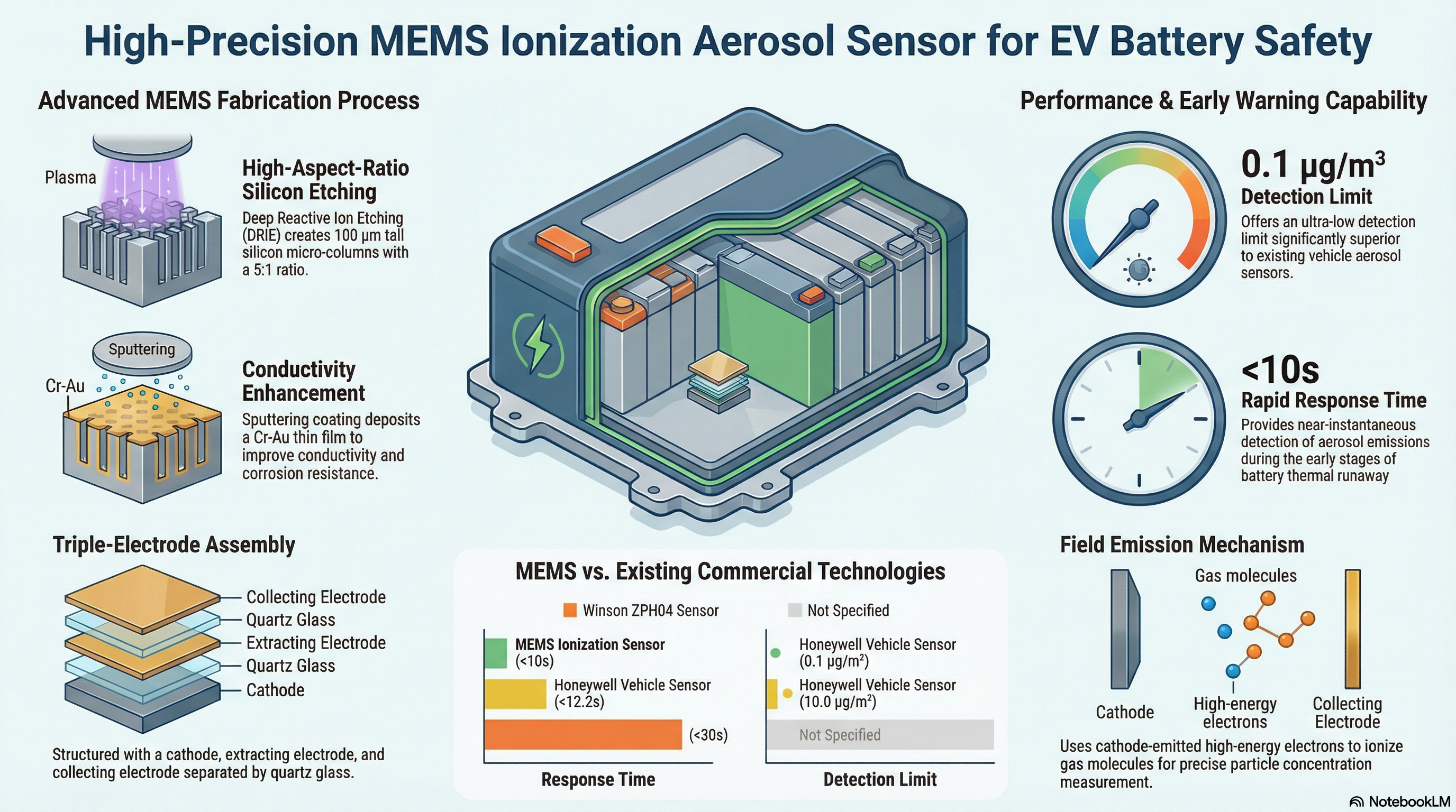 High-Precision MEMS Ionization Aerosol Sensor for EV Battery Safety
